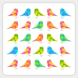 Cute little colourful birds with hearts Sticker